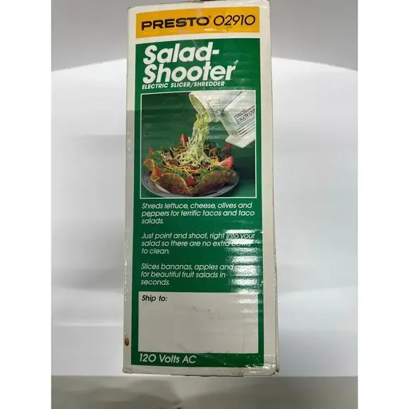 Presto Salad Shooter 02910 Electric Slicer/Shredder 1989 New Open Box - Picture 3 of 12